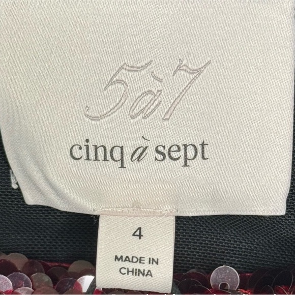 Cinq à Sept Shea Sequin Draped High-Low Gown - Oxblood, Size 4 - Picture 5 of 7